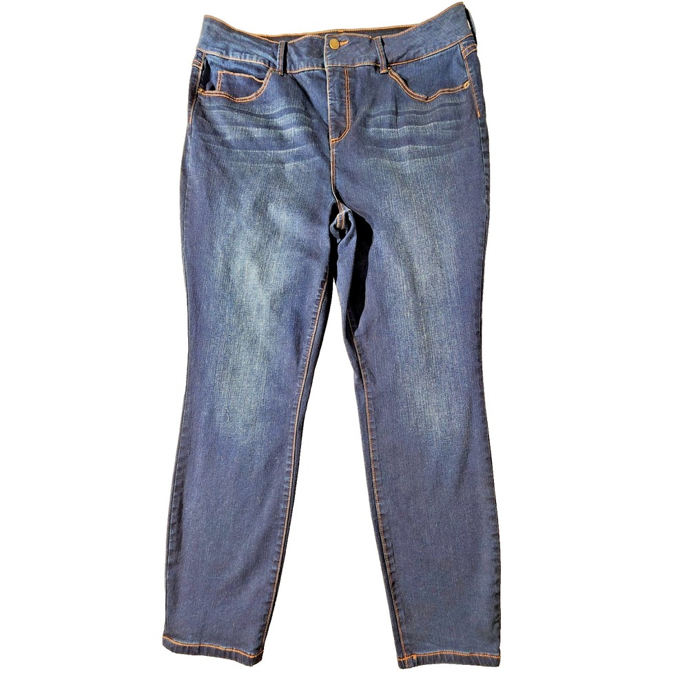 VTG RARE SHOEDAZZLE JEANS SIZE 14W SKINNY HIGH RISE DARK WASH WOMENS